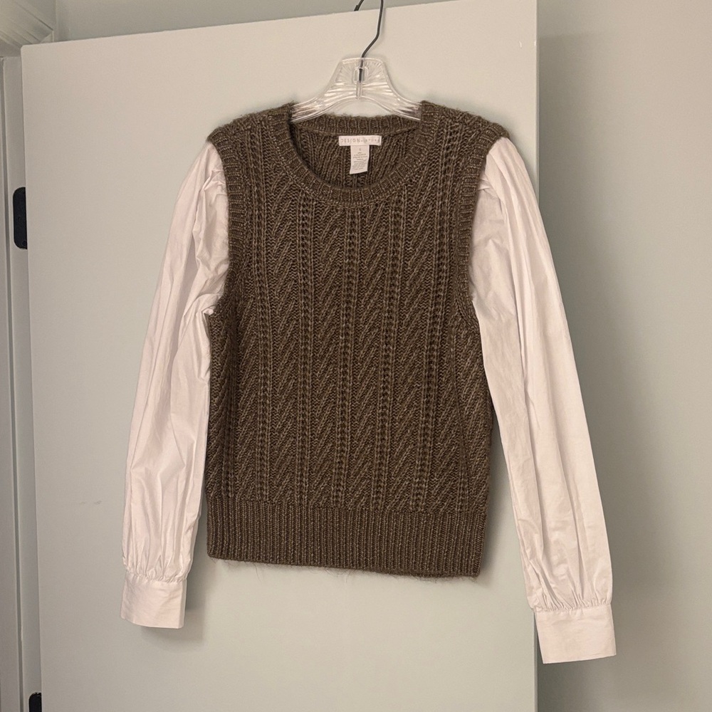 Design History Brown Cable Knit Sweater Vest
